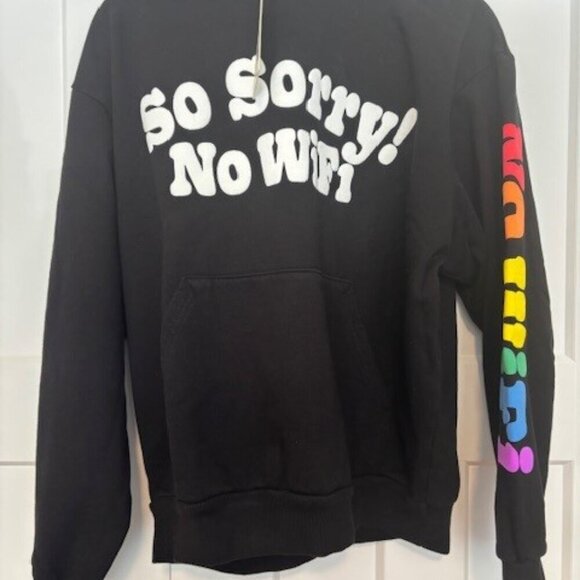 NWT MadHappy Hoodie So Sorry No Wifi | Black | Size Medium - Picture 2 of 3